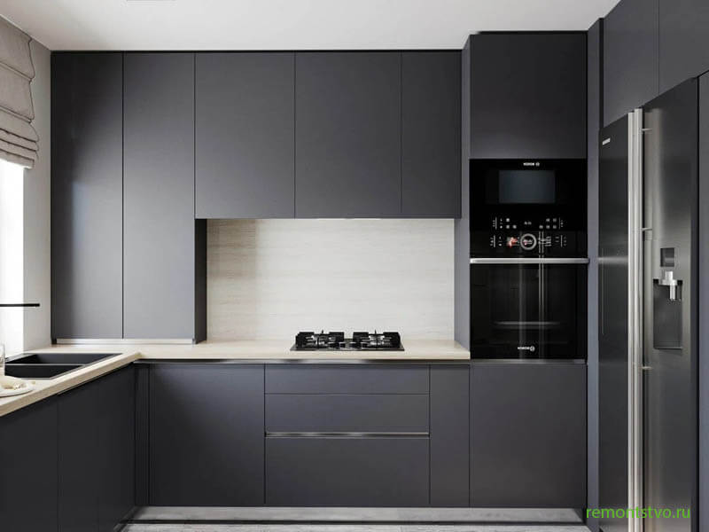 Дизайн кухни с серым оттенком